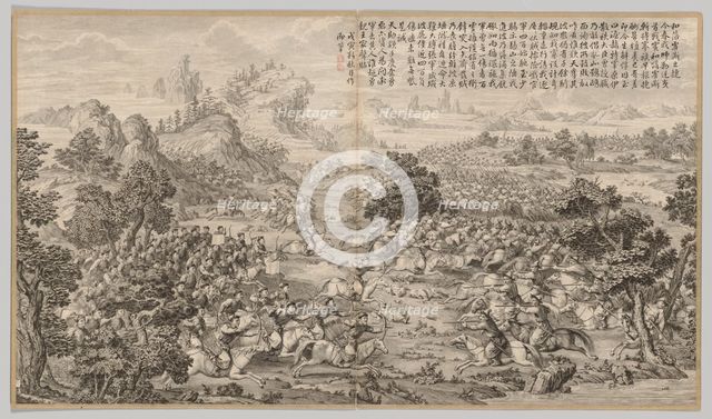 Victory at Heluo Heshi: from Battle Scenes of the Quelling of Rebellions..., c. 1765-1774. Creator: Jean Denis Attiret (French, 1702-1768).