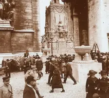 Victory celebration, civilians at the Arc de Triomphe, Paris, France, July 1919