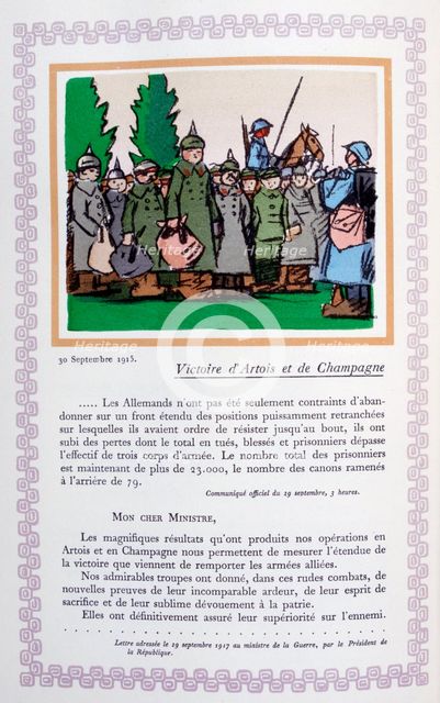 Victory in Artois and Champagne, 30th September 1915, (1919). Artist: Andre Helle