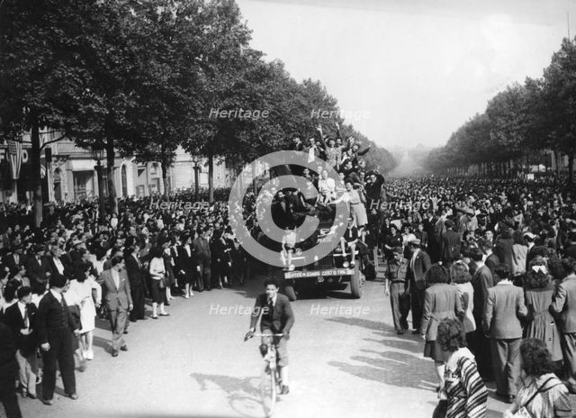 Victory in Europe Day, Avenue des Champs-Elysees, Paris, 8 May 1945. Creator: Unknown.