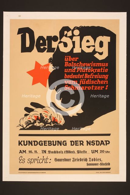 Victory over Bolshevism and plutocracy means being freed from the Jewish parasite!, c1939. Creator: Anonymous.