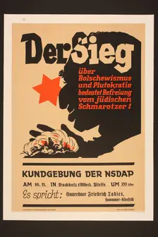 Victory over Bolshevism and plutocracy means being freed from the Jewish parasite!, c1939. Creator: Anonymous