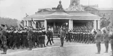Victory parade passing the Victoria Memorial and Buckingham Palace, London, 19 July, 1919