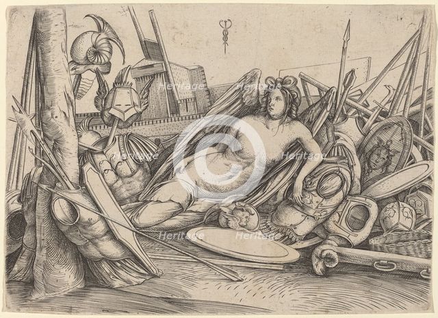 Victory Reclining Amid Trophies, c. 1500/1503. Creator: Jacopo de' Barbari.