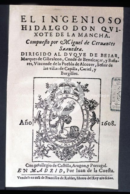 Vida y hechos del Ingenioso Caballero Don Quijote de la Mancha' (Life and facts of the Ingenious …