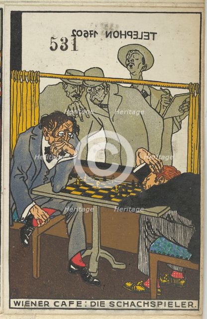 Viennese Café: The Chess Players (Wiener Café: Die Schachspieler), 1911. Creator: Moritz Jung.