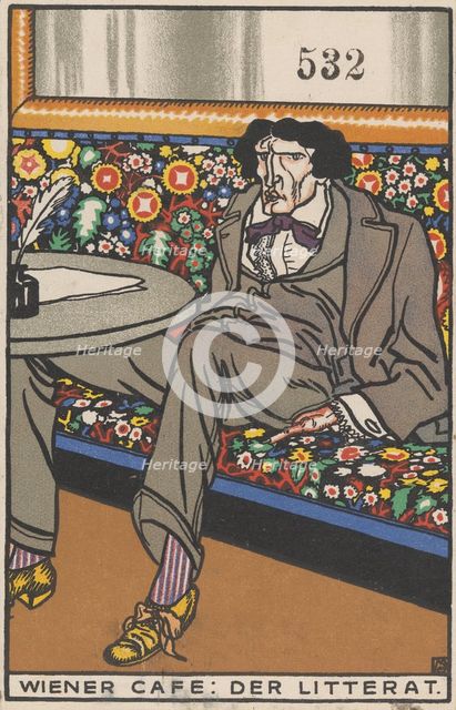 Viennese Café: The Man of Letters (Wiener Café: Der Litterat), 1911. Creator: Moritz Jung.