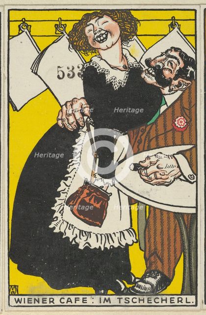 Viennese Café: In the Little Café (Wiener Café: Im Tschecherl), 1911. Creator: Moritz Jung.