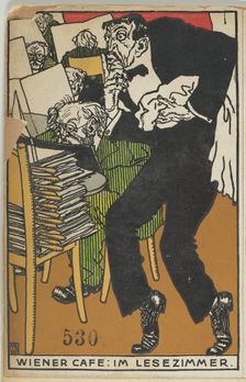 Viennese Café: In the Reading Room (Wiener Café: Im Lesezimmer), 1911. Creator: Moritz Jung