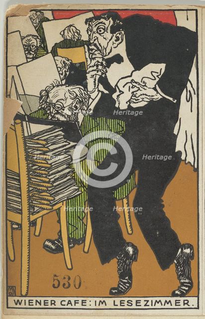 Viennese Café: In the Reading Room (Wiener Café: Im Lesezimmer), 1911. Creator: Moritz Jung.