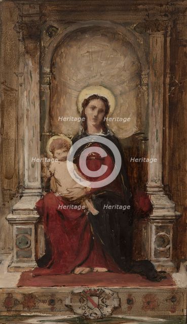 Vierge à l'Enfant, esquisse pour un tableau d'autel destiné à la chapelle des ducs de..., c.1876. Creator: Franois Alfred Delobbe.