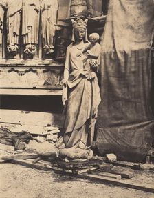 Vierge à l'enfant sculptée par Geoffroy-Dechaume, chantier de la cathédrale Notre-Dame..., c. 1854. Creator: Auguste Mestral