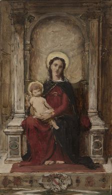 Vierge à l'Enfant, esquisse pour un tableau d'autel destiné à la chapelle des ducs de..., c.1876. Creator: Franois Alfred Delobbe