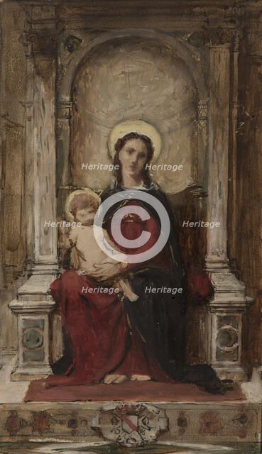Vierge à l'Enfant, esquisse pour un tableau d'autel destiné à la chapelle des ducs de..., c.1876. Creator: Franois Alfred Delobbe.