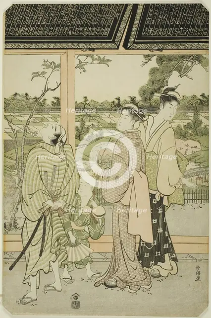 Viewing Votive Plaques at Mukojima, Japan, c. 1785/89. Creator: Kubo Shunman.