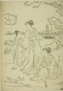 Viewing Cherry Blossoms at Goten Hill, c. 1787. Creator: Hosoda Eishi