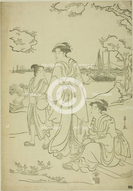 Viewing Cherry Blossoms at Goten Hill, c. 1787. Creator: Hosoda Eishi.