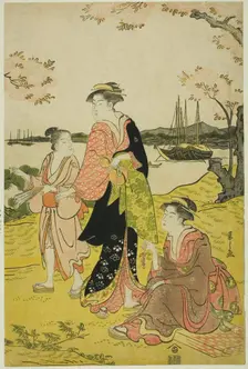 Viewing Cherry Blossoms at Goten Hill, c. 1787. Creator: Hosoda Eishi