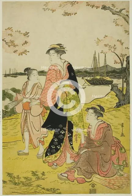Viewing Cherry Blossoms at Goten Hill, c. 1787. Creator: Hosoda Eishi.