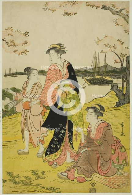 Viewing Cherry Blossoms at Goten Hill, c. 1787. Creator: Hosoda Eishi.