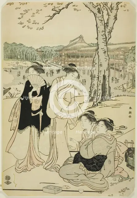 Viewing Cherry Blossoms at Ueno, c. 1780/1801. Creator: Katsukawa Shuncho.