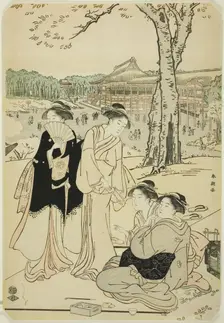 Viewing Cherry Blossoms at Ueno, c. 1780/1801. Creator: Katsukawa Shuncho
