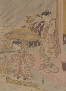 Viewing Iris in the Rain, 1764-70., 1764-70. Creator: Suzuki Harunobu