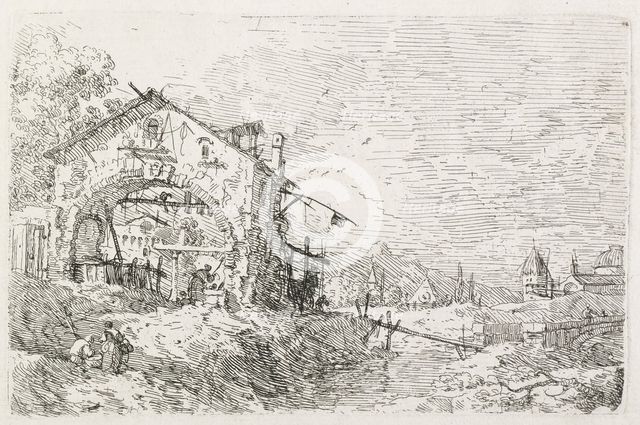 Views: A Woman Drawing Water under an Arch, 1735-1746. Creator: Antonio Canaletto (Italian, 1697-1768).