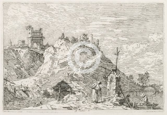 Views: A Pilgrim at Prayer, 1735-1746. Creator: Antonio Canaletto (Italian, 1697-1768).