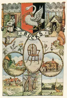 Views and crafts of Buckinghamshire, Women's Institute banner design, 1937, (1943). Creator: Edith A Holme