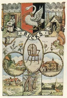Views and crafts of Buckinghamshire, Women's Institute banner design, 1937, (1943). Creator: Edith A Holme