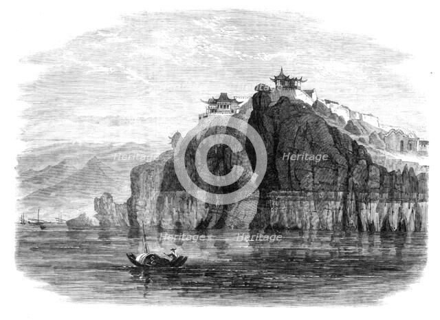 Views in China: the cliff and temple at Hukau, 1864. Creator: Unknown.