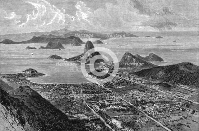 ''Views in Rio De Janeiro, South America; View from the summit of Corcovado, showing the suburb of B Creator: Unknown.