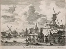 Views of Amsterdam. Plate 3. De Meulende Blaeu brugh, 1663-1690. Creator: Abraham Blooteling