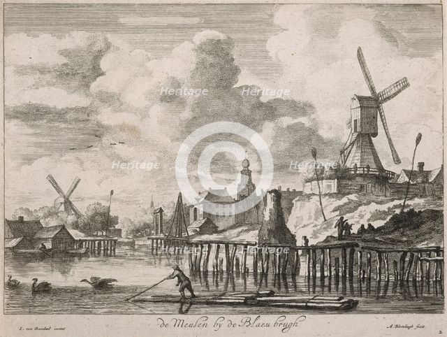 Views of Amsterdam. Plate 3.  De Meulende Blaeu brugh, 1663-1690. Creator: Abraham Blooteling.