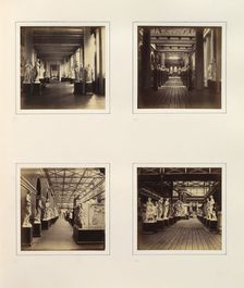 [Views of Greek Sculpture Court including Bust of Minerva], ca. 1859. Creator: Attributed to Philip Henry Delamotte