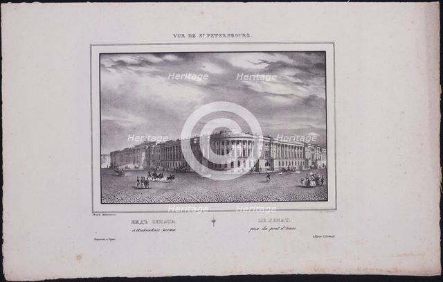 Views of Saint Petersburg. View of the Senate building from the Saint Isaac's Bridge, 1833. Artist: Sadovnikov, Vasily Semyonovich (1800-1879)