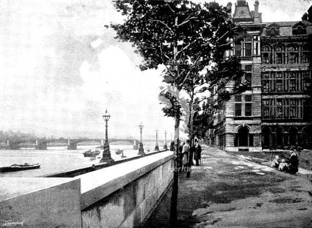 Views of St. Thomas's Hospital: the terrace of the hospital, 1895. Creator: George Meisenbach.