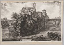 Views of Rome: The The Isola Tiberina, 1775. Creator: Giovanni Battista Piranesi (Italian, 1720-1778)
