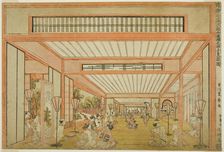 Views of Reception Rooms in Japan - Entertainments on the Day of the Rat in the Mode..., c. 1771/76. Creator: Utagawa Toyoharu