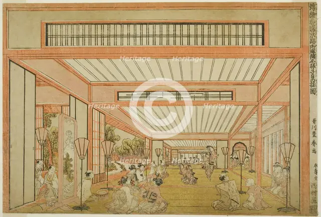 Views of Reception Rooms in Japan - Entertainments on the Day of the Rat in the Mode..., c. 1771/76. Creator: Utagawa Toyoharu.