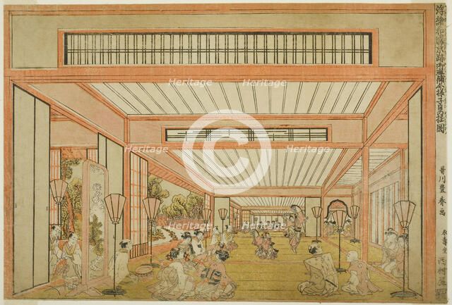 Views of Reception Rooms in Japan - Entertainments on the Day of the Rat in the Mode..., c. 1771/76. Creator: Utagawa Toyoharu.