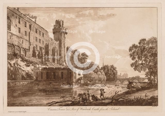 Views of Warwick Castle: Caesar's ower and Part of Warwick Castle from the Island, 1776. Creator: Paul Sandby (British, 1731-1809).