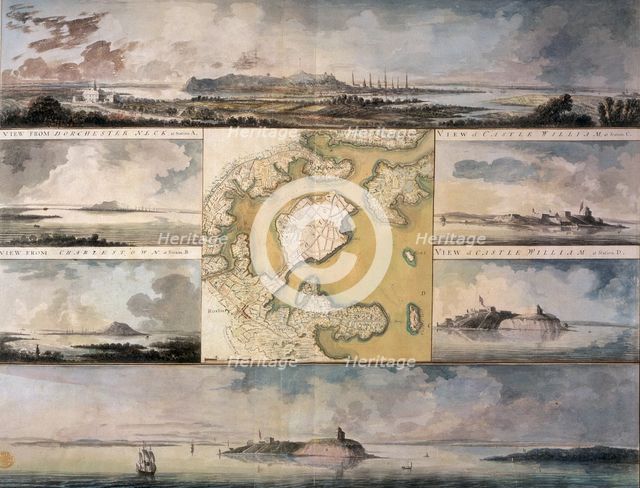 Views of the area around Boston, New England, 1773. Creator: Captain William Pierie.