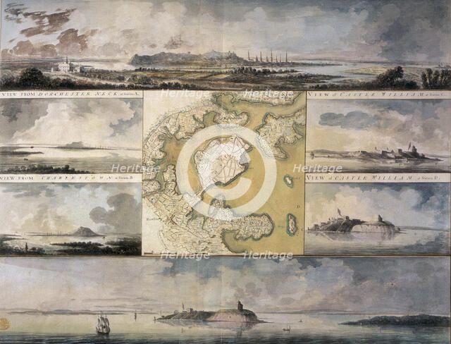 Views of the area around Boston, New England, 1773. Creator: Captain William Pierie.