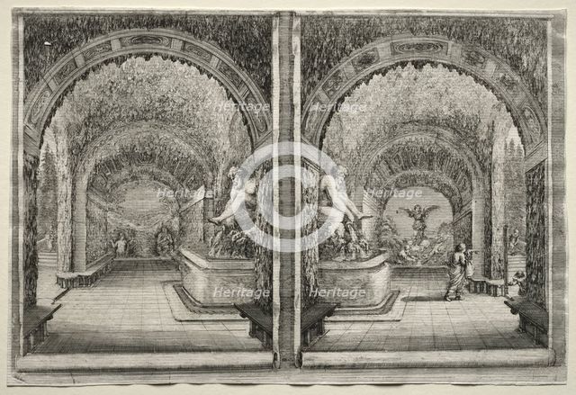 Views of the Villa of Pratolino: Two Views of the Grotto. Creator: Stefano Della Bella (Italian, 1610-1664).