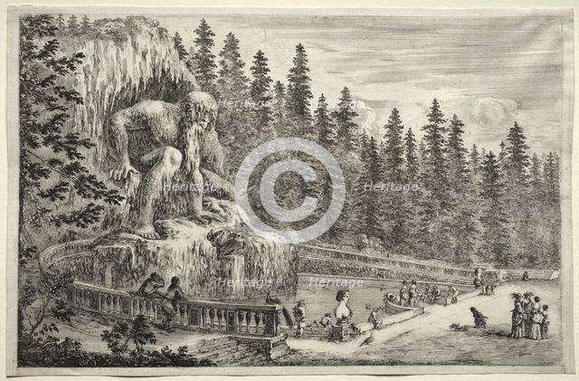 Views of the Villa of Pratolino: Colossal Statue of the Apennines. Creator: Stefano Della Bella (Italian, 1610-1664).
