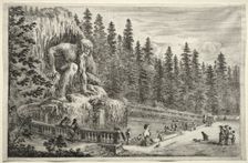 Views of the Villa of Pratolino: Colossal Statue of the Apennines. Creator: Stefano Della Bella (Italian, 1610-1664)