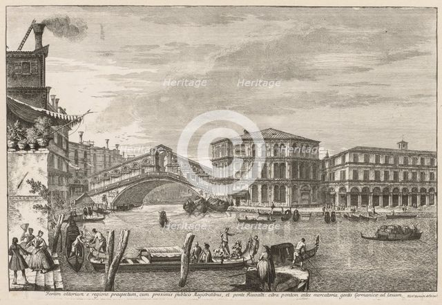 Views of Venice: The Bridge and Market of Rialto, 1741. Creator: Michele Marieschi (Italian, 1710-1743).