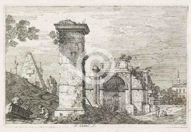 Views: Le Pilier isolè, 1735-1746. Creator: Antonio Canaletto (Italian, 1697-1768).